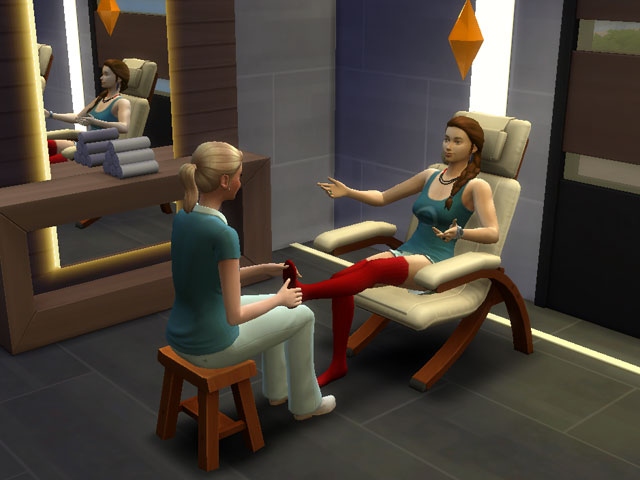 Sims 4: Во время массажа ног или рук можно поболтать с массажистом обо всем на свете.