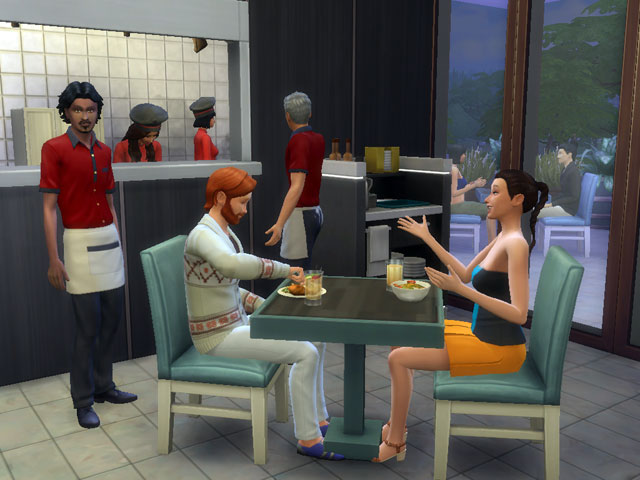 Sims 4: Все сотрудники ресторана носят униформу.