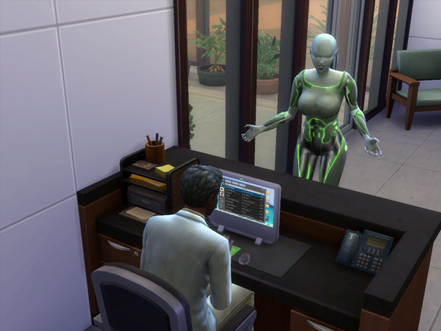 Sims 4: Пришельцы часто наведываются в лабораторию.