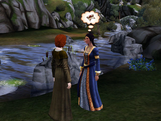 Sims Medieval: Рядом с прудом можно встретить настоящую пикси. Она поможет героям с рукояткой для меча.