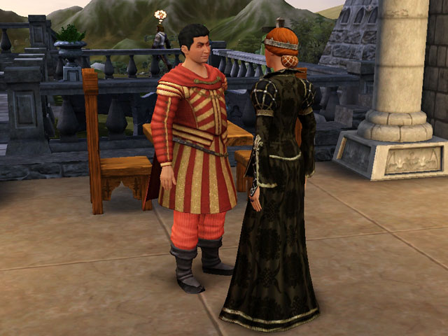Sims Medieval: В подаренной монархом одежде кузен стал выглядеть немного лучше.