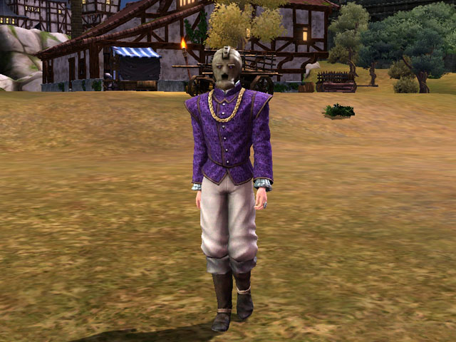 Sims Medieval: Кузнец уговорил троих местных модников примерить железные маски.