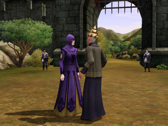 Sims Medieval: Визит инквизитора был очень неожиданным.