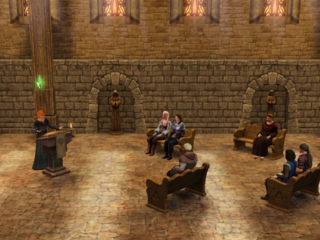 Sims Medieval: Проповедь петерианского священника.