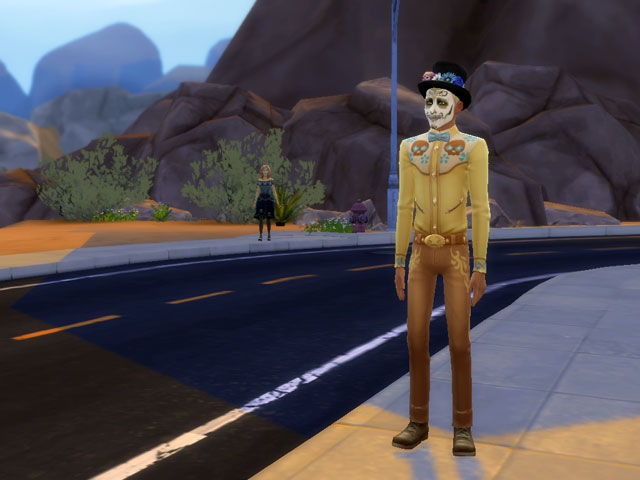 Sims 4: В честь Дня мертвых некоторые горожане надевают карнавальные костюмы.