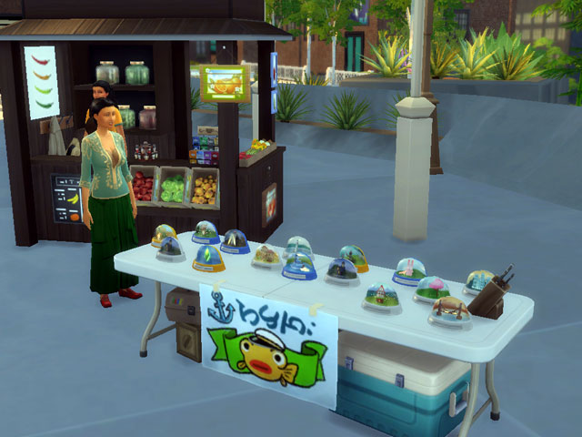 Sims 4: Уличные торговцы часто продают снежные шары. 