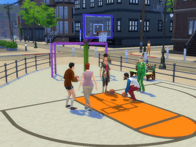 Sims 4: Баскетбольные площадки в каталоге представлены в разных размерах.