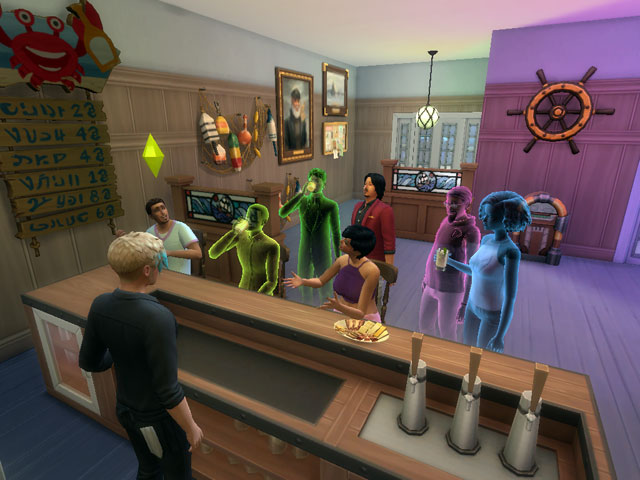 Sims 4: Вечер призраков в местном баре.
