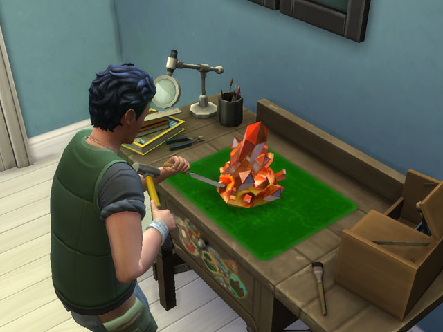Sims 4: Опытные археологи умеют огранять кристаллы и извлекать из них элементы.
