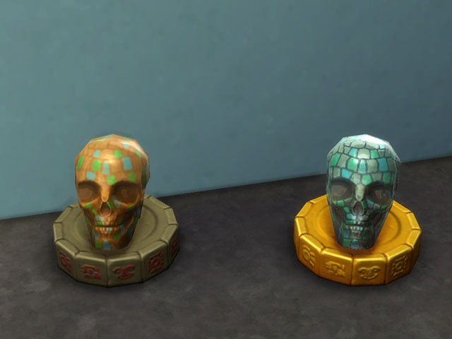 Sims 4: Поддельный и настоящий черепа из амазонита.