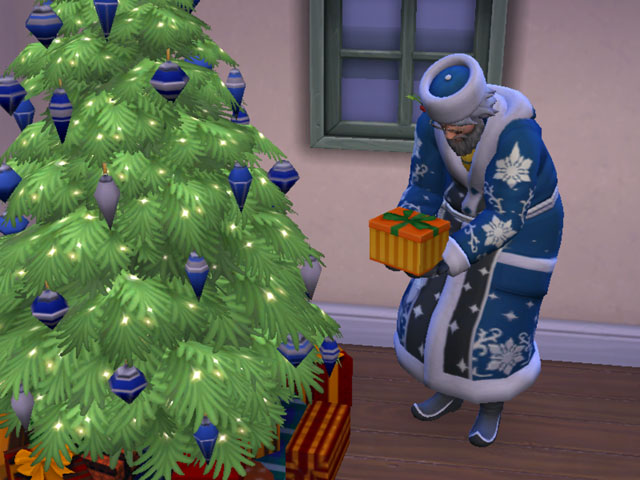Sims 4: Дед Мороз проникает в дом через камин и дарит подарки, хотя иногда может подсунуть кусок угля.