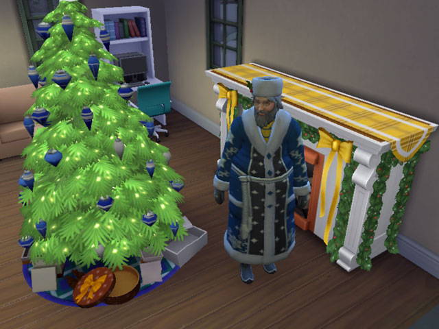 Sims 4: Дед Мороз любит эффектно появляться из камина.