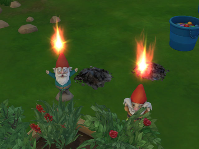 Sims 4: Злые гномы ломают технику и оставляют на полу кучи мусора.