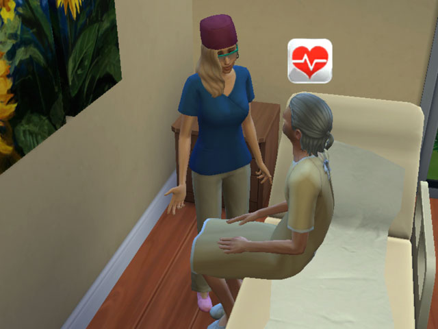 Sims 4: Над пациентом с поставленным диагнозом появляется красное сердечко.