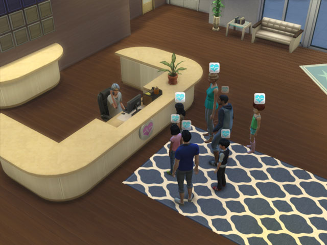 Sims 4: В вестибюле часто скапливаются пациенты.