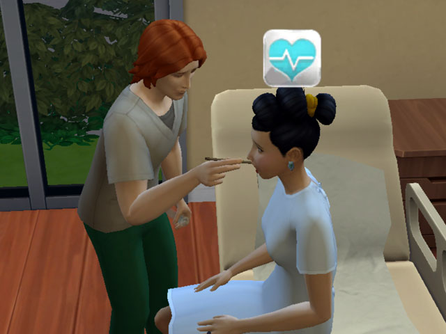 Sims 4: Взятие мазка – чуть ли не самое сложное во врачебной профессии.