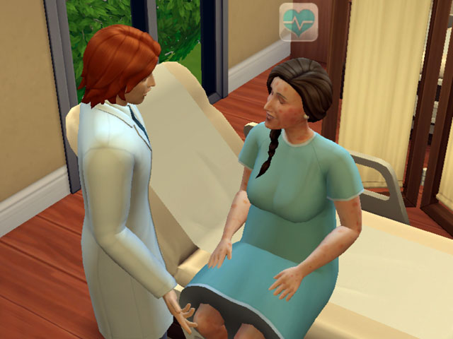 Sims 4: Пациентка, покрытая крупными пятнами.