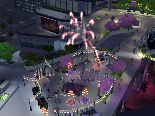 Sims 4: Залп фейерверка-миномета на фестивале романтики.