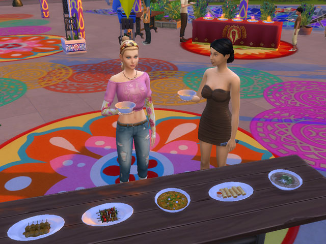 Sims 4: С фуршетного стола можно бесплатно брать любые блюда.
