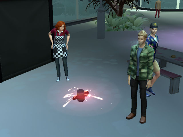 Sims 4: Фейерверк-волчок какое-то время крутится в воздухе.
