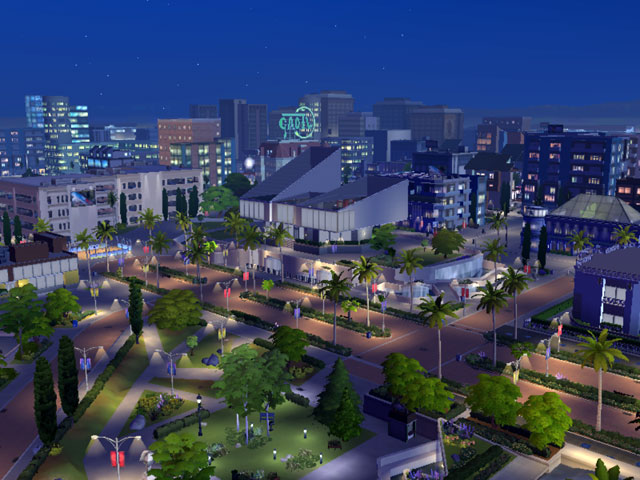 Sims 4: Вид на музей Пламбоб Пикчерз.