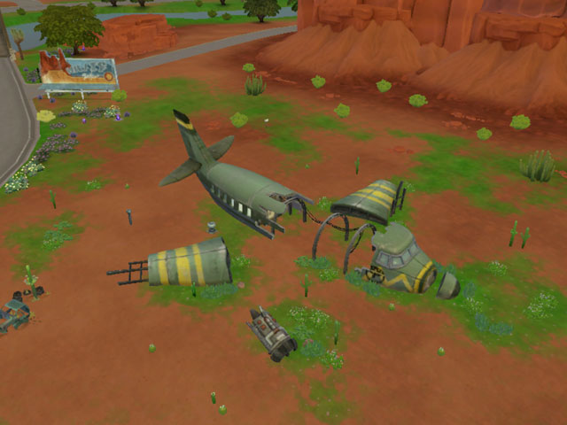 Sims 4: Разбитый самолет – отличная декорация для заднего дворика.