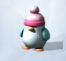 Синий пингвин с розовой шапкой