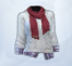 Белый женский свитер с красным шарфом